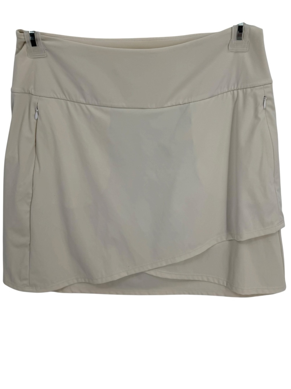 Kinona “Wrap It Up” Golf Skort White Size Medium Zip Pockets Stretch Tennis